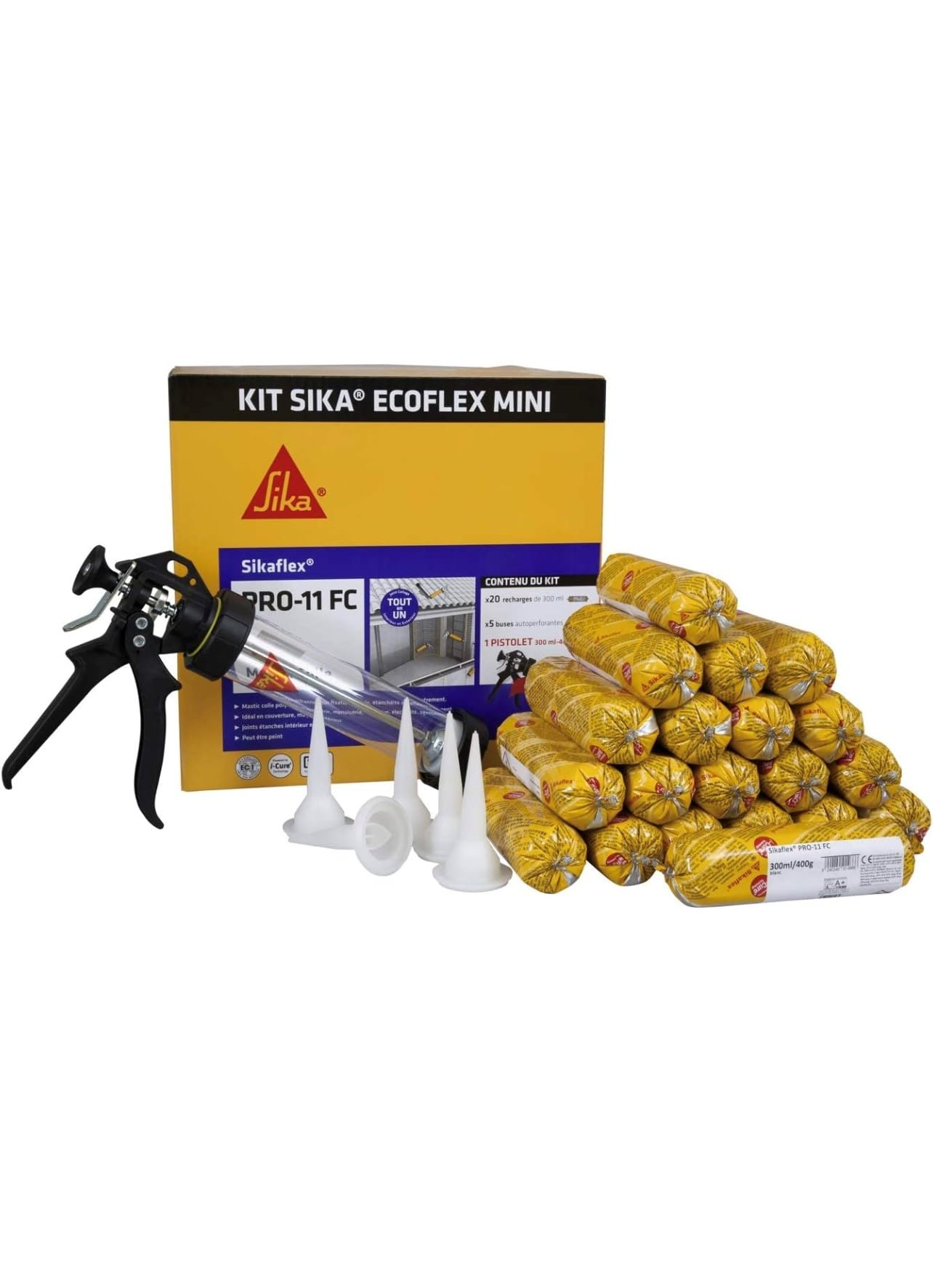 SIKA Kit Ecolflex Pro-11FC - 35 poche 300ml + 1 pistolet Gris béton - 35 poche 300ml + 1 pistolet - Etanchéité à l'air