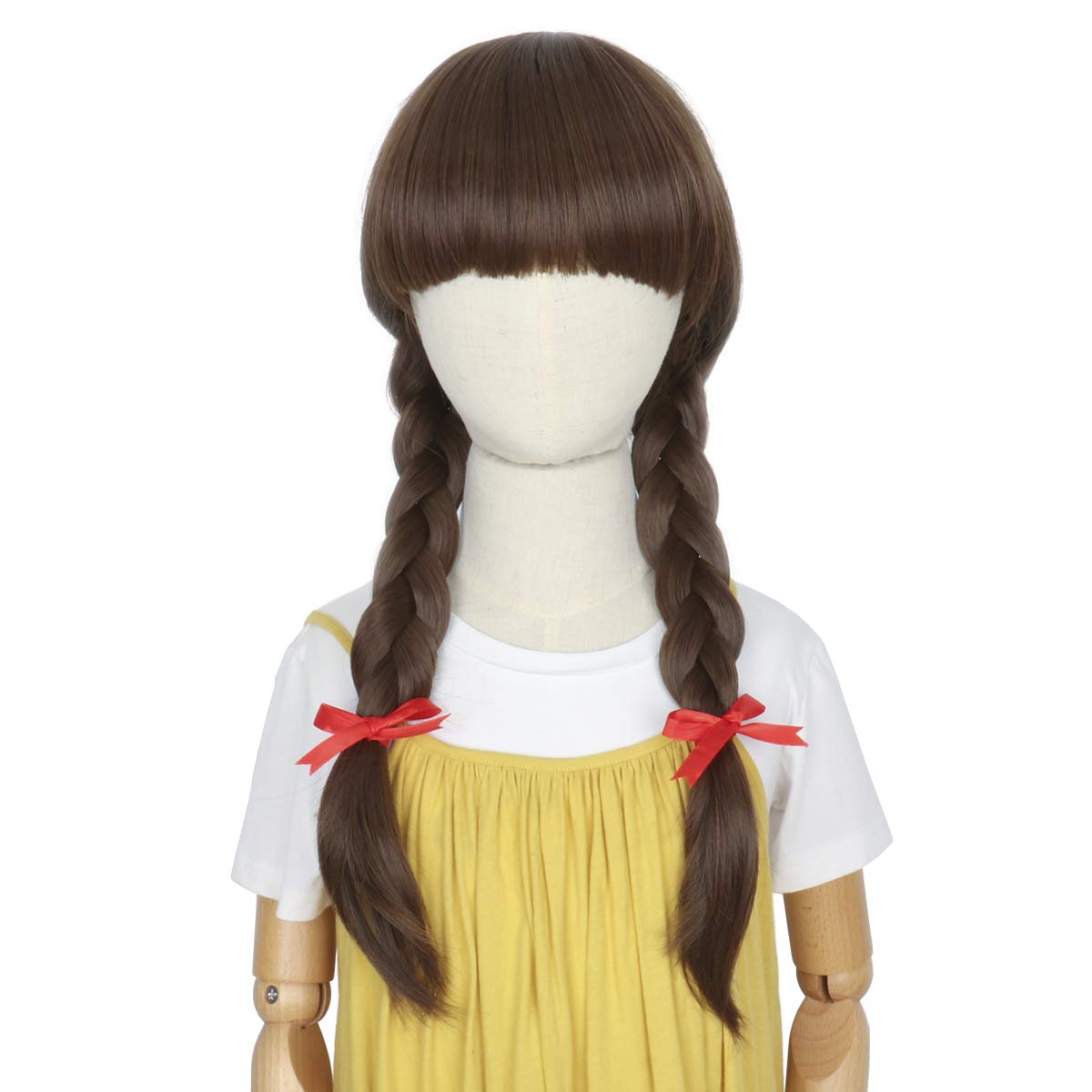 Yan Dream Princess Wig for Girls Golden Long Curly Wig with Bangs Halloween Costume Cosplay Wig with Crown