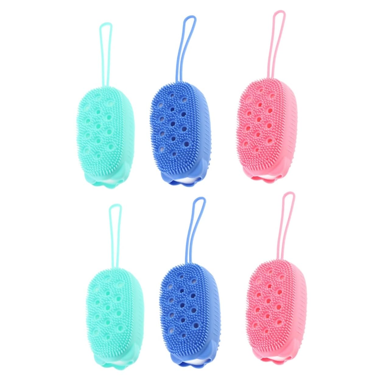 Healvian 6pezzi Spazzole Da Bagno Silicone Doppia Faccia Massaggiatore Per La Pulizia Corpo e Viso Misti