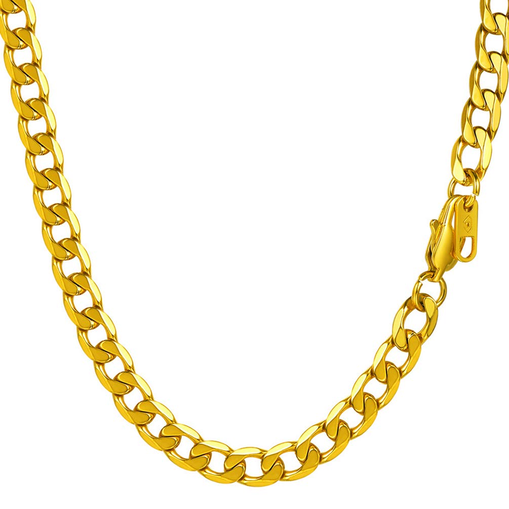 PROSTEEL 316L Stainless Steel Cuban Link Chain Necklaces for Men, Black/18K Gold Plated, Hypoallergenic Jewelry, 4mm-13mm, 14"-30", Come with Box