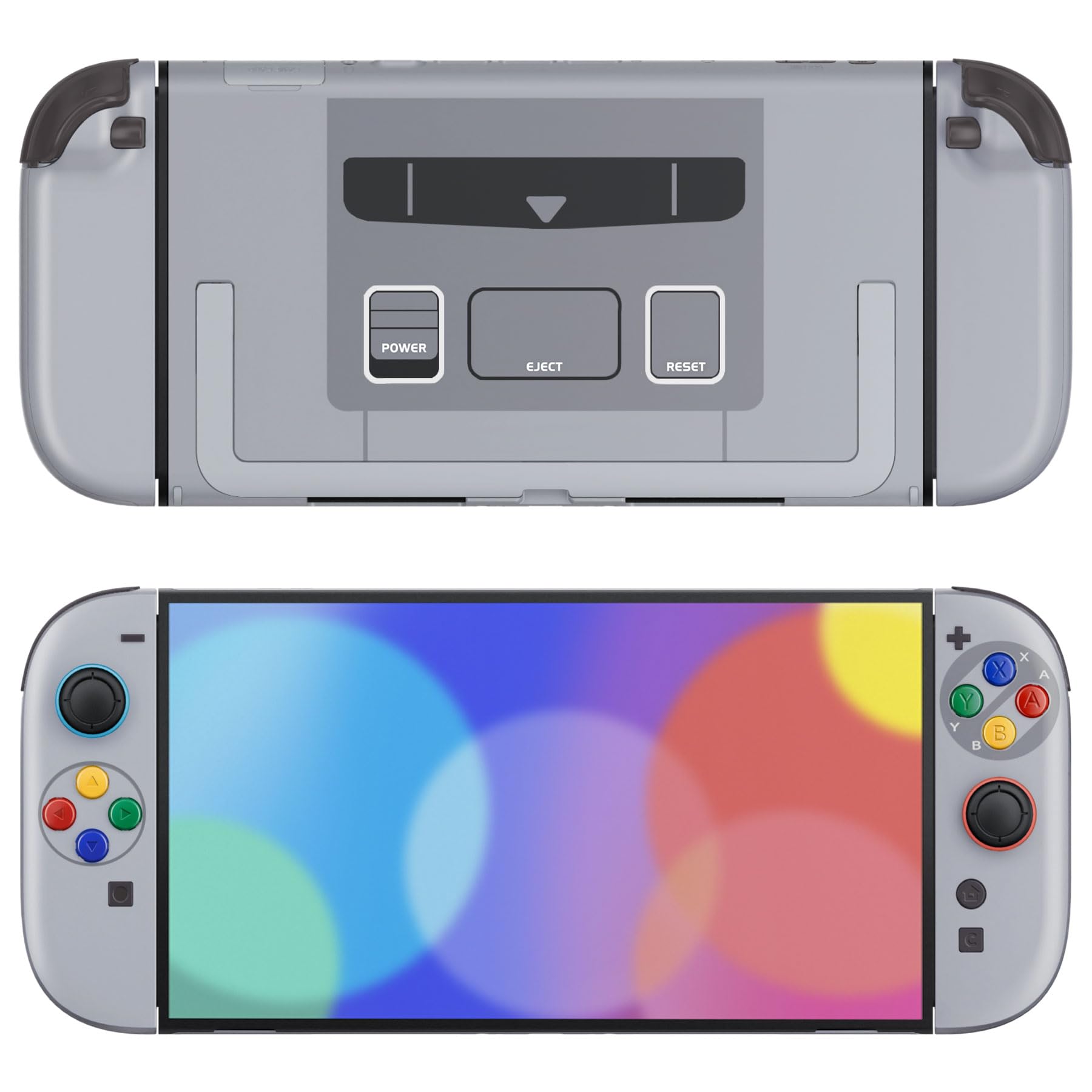 eXtremeRate Coque pour Switch 2 Joycon avec Ensemble Complet de Boutons & Coque Plaque Arrière pour Nintendo Switch 2,Accessoires de Remplacement DIY-SFC Snes Classique EU