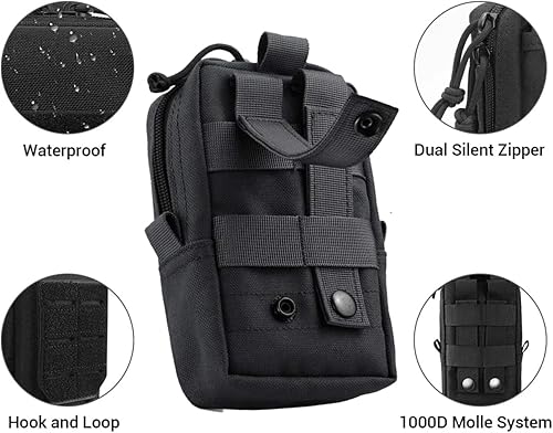 Miniatura 3 de Bolsa táctica EDC, bolso pequeño multifuncional Molle, organizador de artilugios, soporte para teléfono celular, bolsa de cintura, camping,