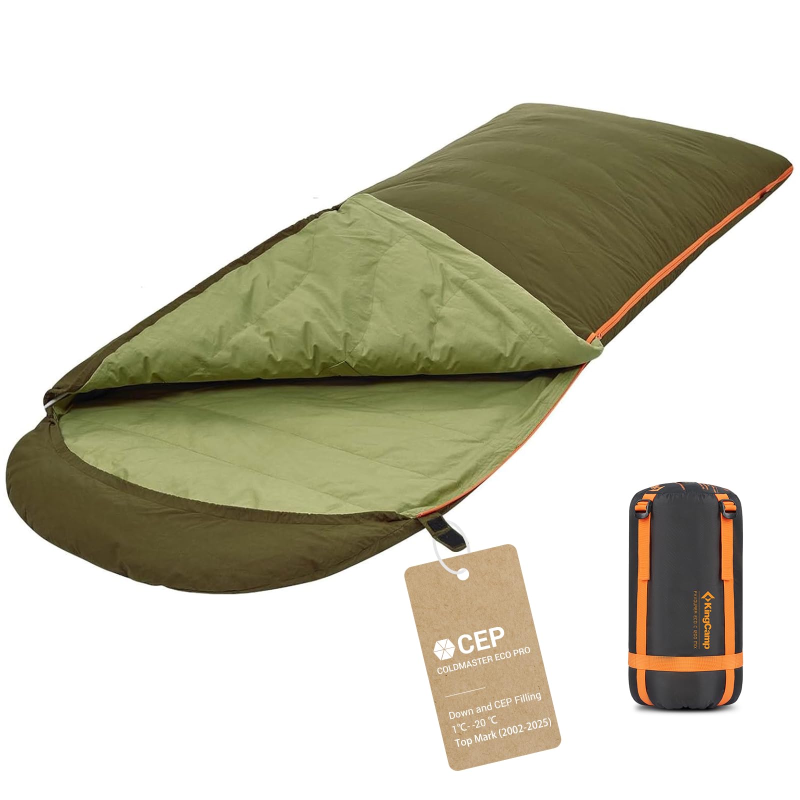 KingCamp Sac de Couchage 3-4 Saisons en Duvet et Coton, Sac De Couchage Sarcophage, Sac de Couchage Adulte Enfant Compact Hiver pour Camping Voyage Tentes Randonnée Extérieur Intérieur