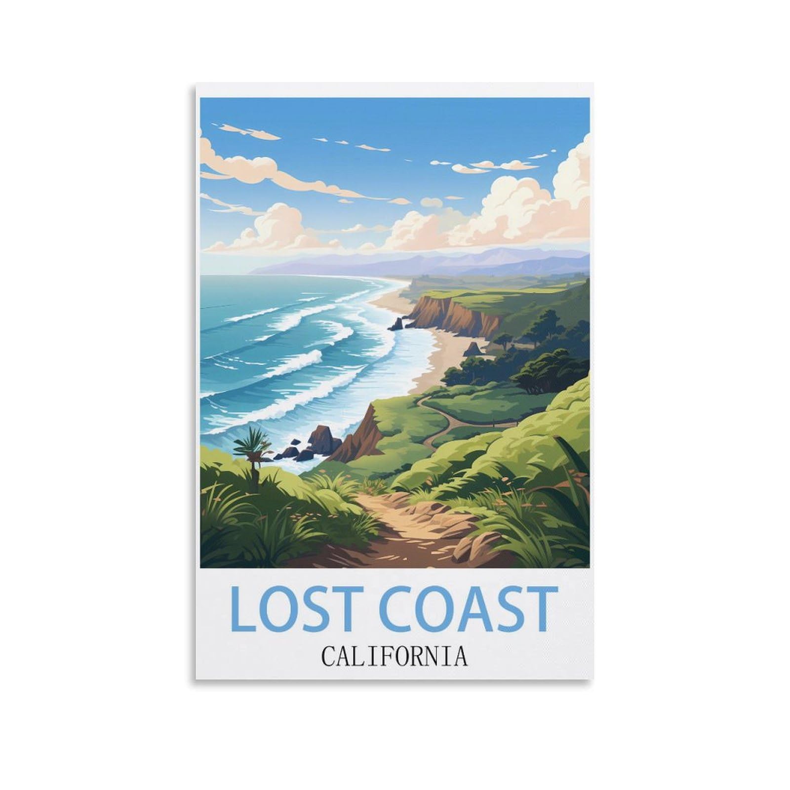 EZMLFA DIY 5D Diamond Painting Kits for Adults,Lost Coast California DIY Diamond Art Kits Gem Painting Crafts for Home Wall Decor 50x60cm