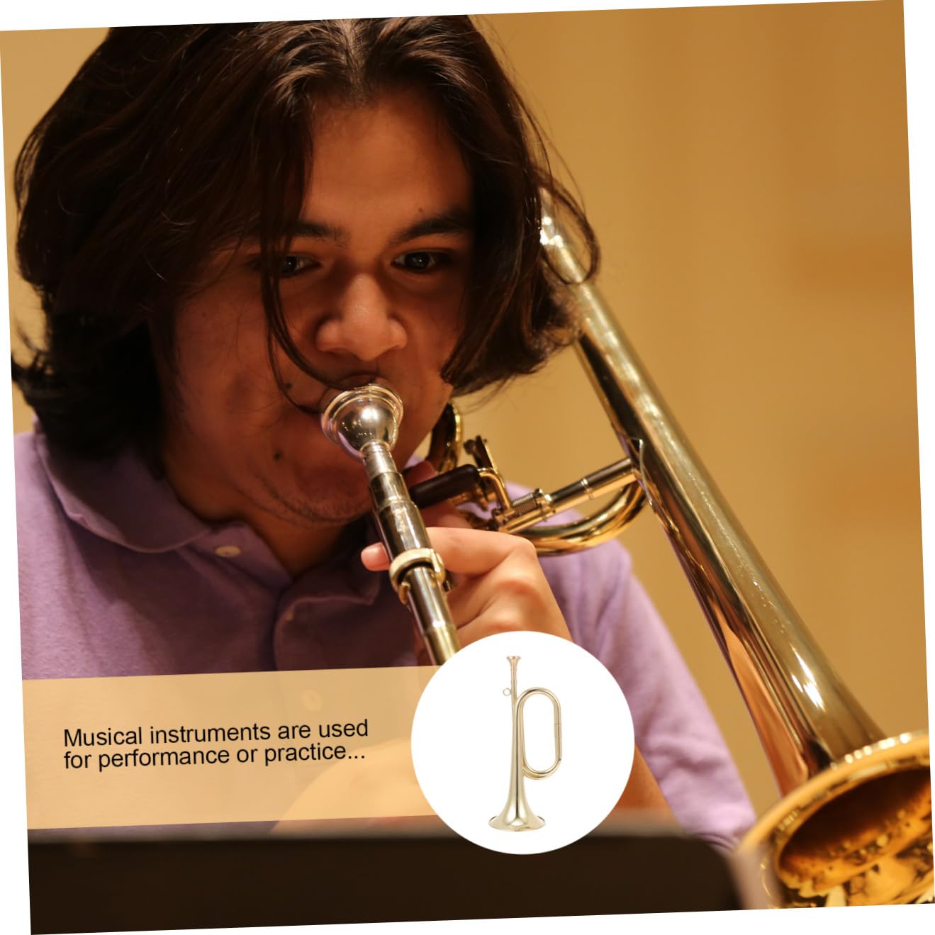 ERINGOGO Tromba Militare in Ottone Dorato per Principianti Strumento Musicale Educativo per Regalo Decorativo per Scrivania e Apprendimento Musicale