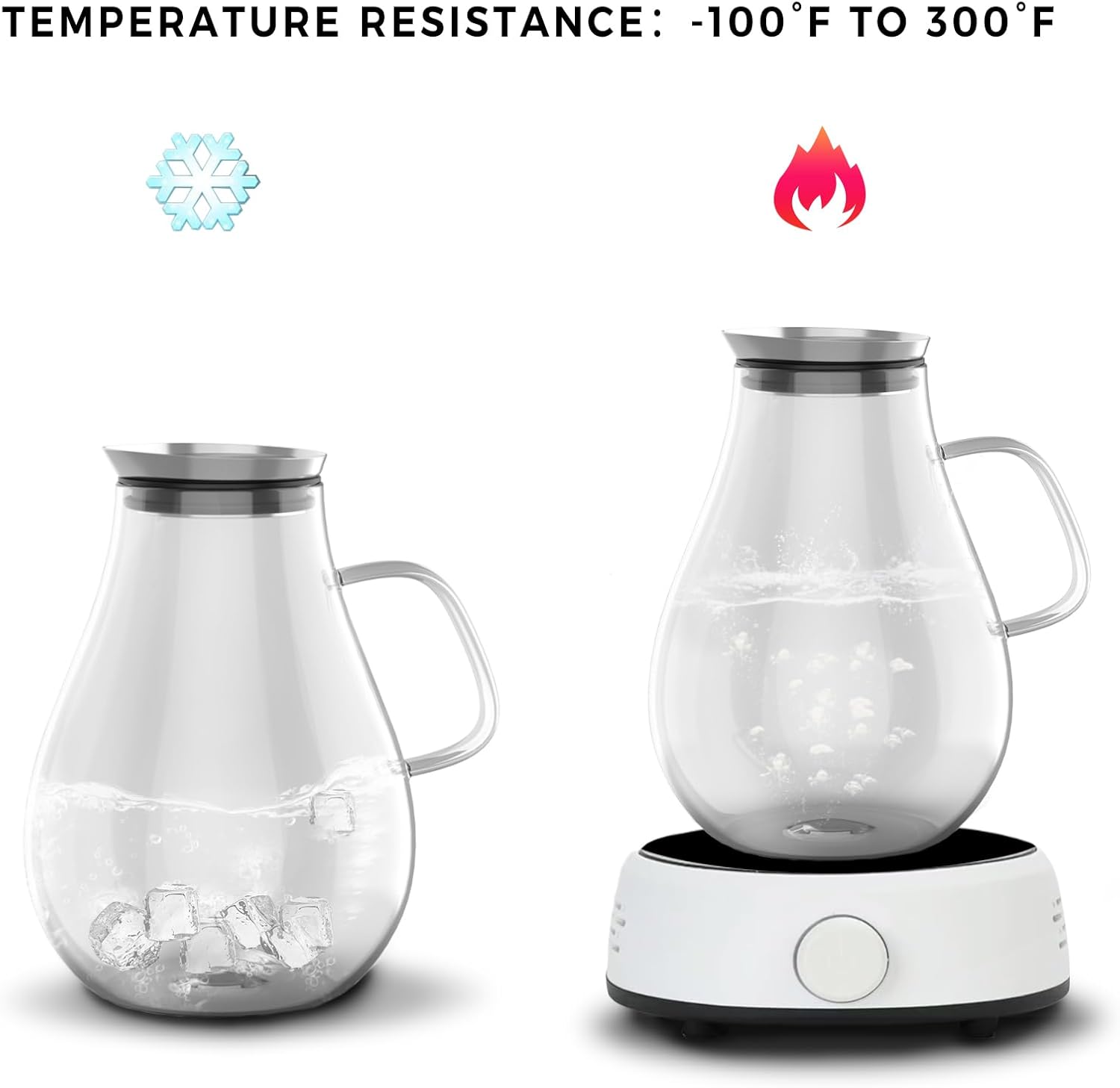 Glass Pitcher With Lid, 2.5 Liter 85 oz Glass Water Pitcher For Fridge, 0.66 Gallon Pitchers With Handle And Lid, Tea Jug Carafe Jar For Hot/Iced Water Milk Juice Coffee Fruit - Image 7