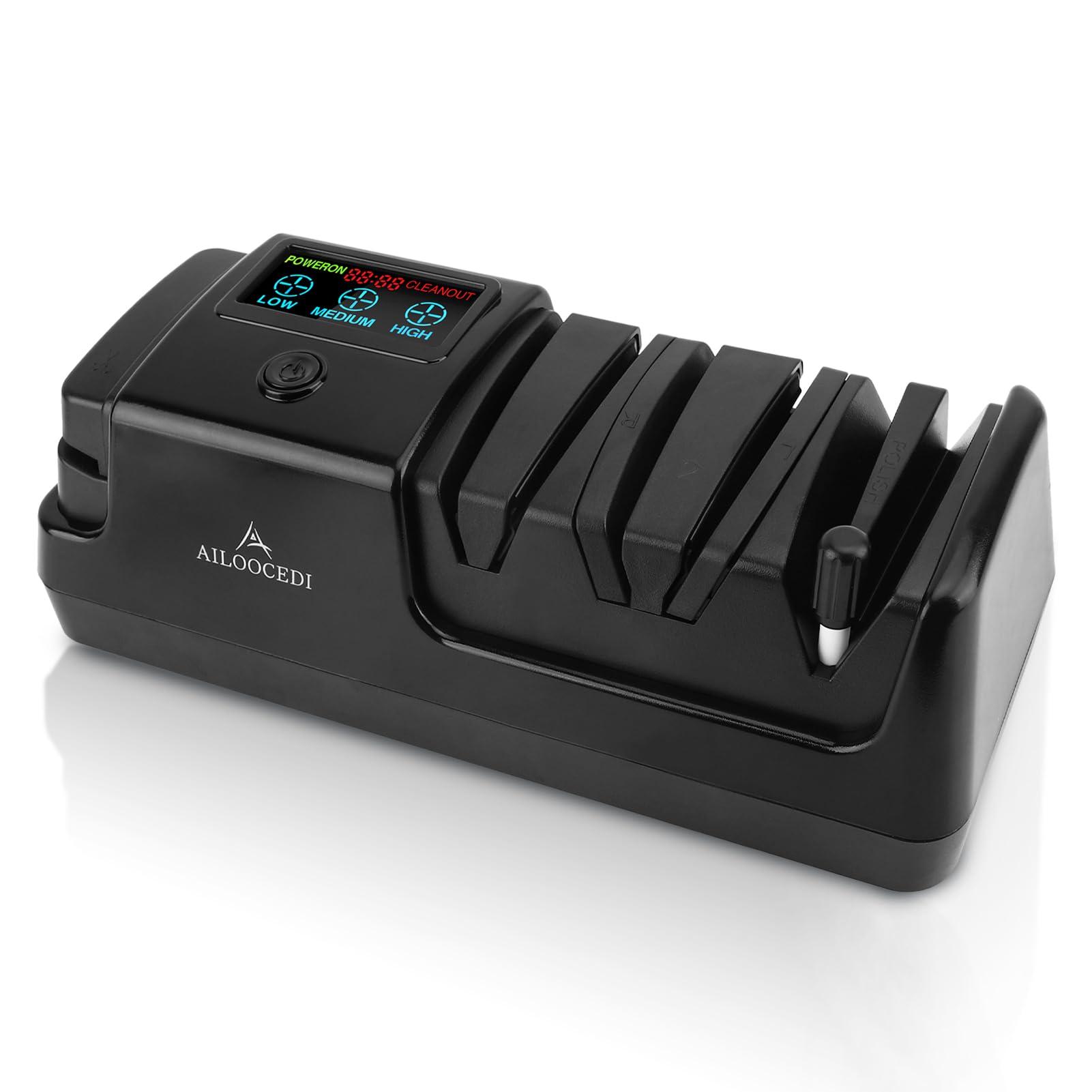 Electric Knife Sharpener with LCD Screen 3-Stage Speed Adjustable Knife Sharpener for All Kitchen Knives Quick Sharpening Black