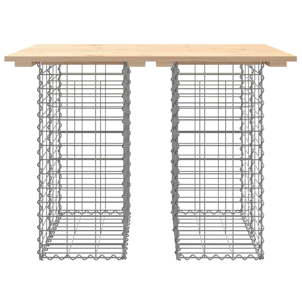 Banco de jardín de madera maciza de pino con base de gavión, 100 x 70 x 72 cm, robusto, banco de exterior para jardín, terraza y balcón