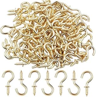 Aylifu Ceiling Screw Hooks, 100 Pieces 1/2 Inch Cup Hooks Screw-in Hooks for Hanging Mug Cup, Gold