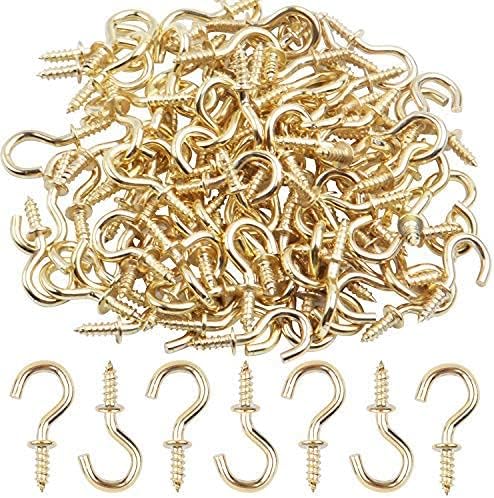 Aylifu Ceiling Screw Hooks, 100 Pieces 1/2 Inch Cup Hooks Screw-in Hooks for Hanging Mug Cup, Gold