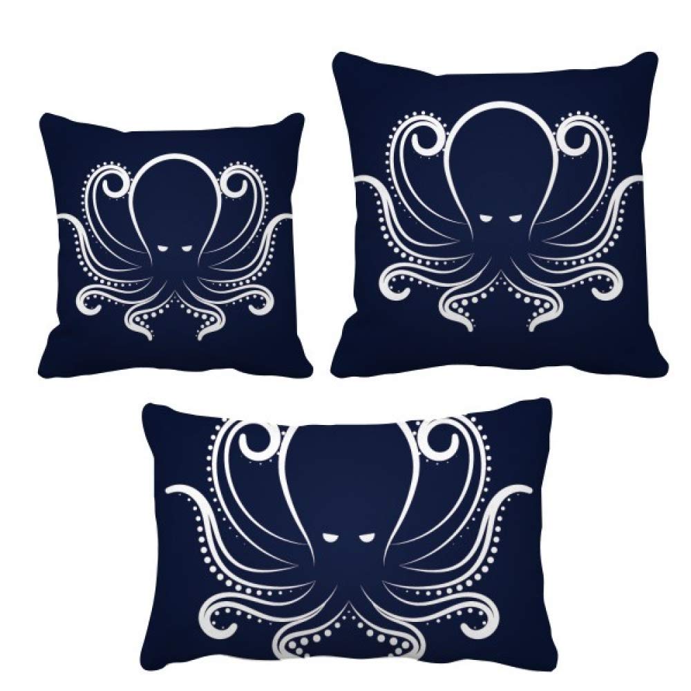 Coussin poulpe noir et blanc pour decoration salon de style marin