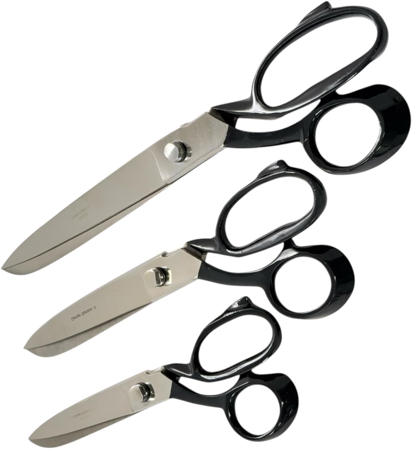 Multi-Purpose Cutting Scissors Upholstery Shears, 8in + 10in + 12in - Cuts Fabric, Denim, Cotton, Nylon, and More. Stainless Steel (Set of 3pcs)