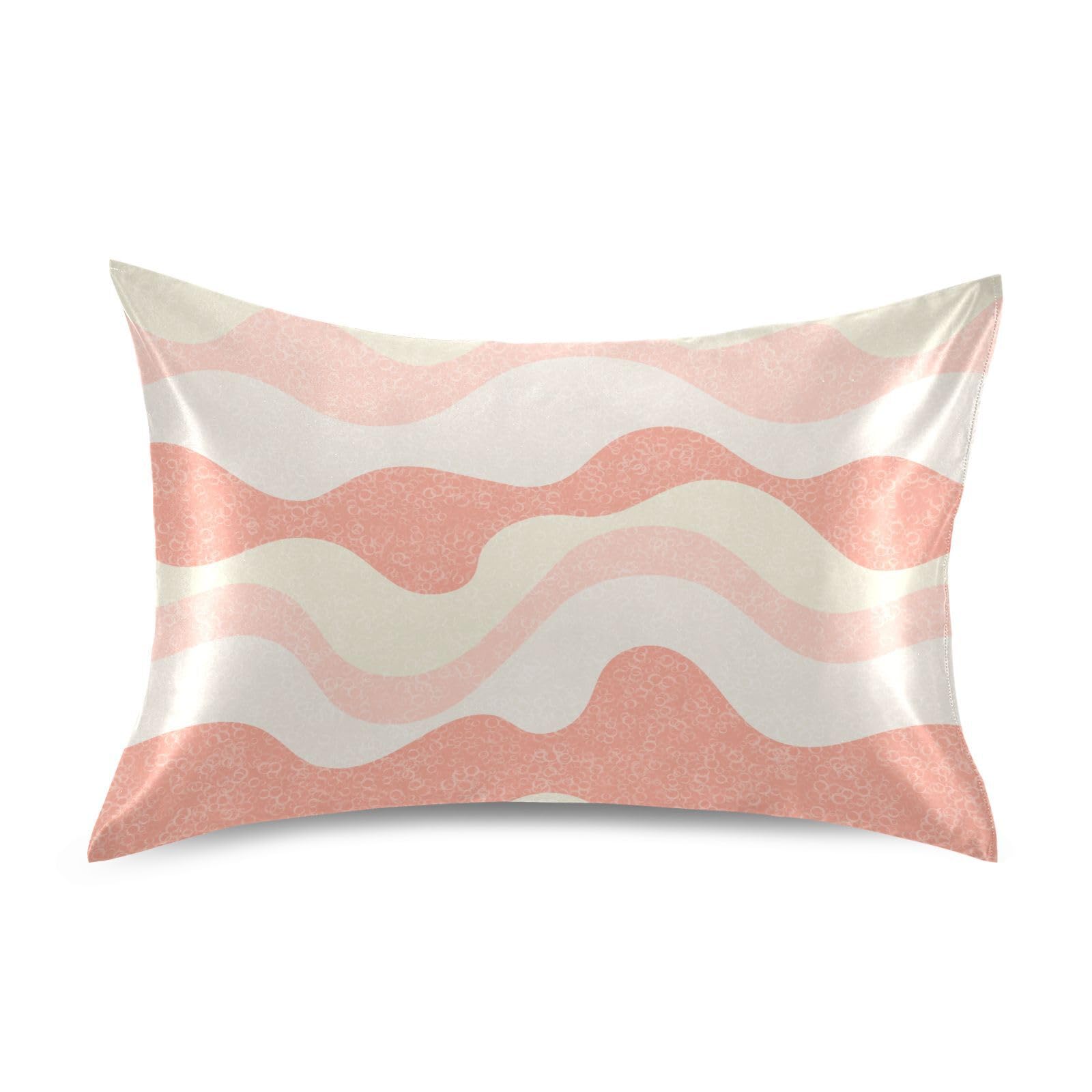 Moisture Wicking for Hot Sleepers, Hair and Skin Friendly, Children Fashion Wavy Nautical Smooth Dual Sides Silks Pillow Cover, Silk Pillowcase for Hair and Skin, Breathable Cool Silky Soft