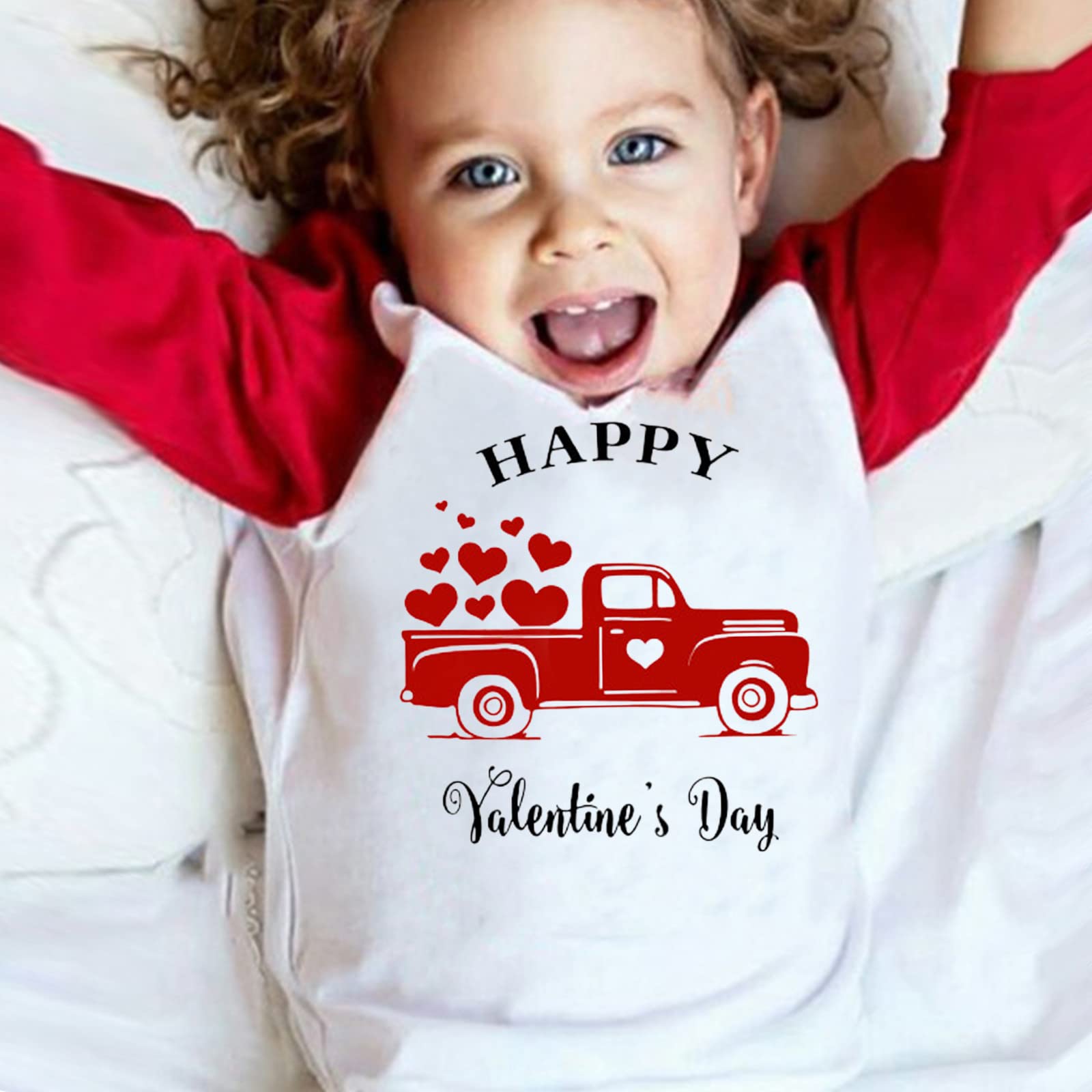 Generisch Valentinstag Sweatshirt für Neugeborene Kleinkinder mit niedlichem Briefdruck als übergroßes Rundhals-Oberteil