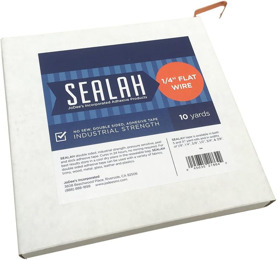 Sealah No Sew Double Sided Adhesive - Flat Shaper 1/4 Inch Wide 10 Yard (Wire Enclosed)