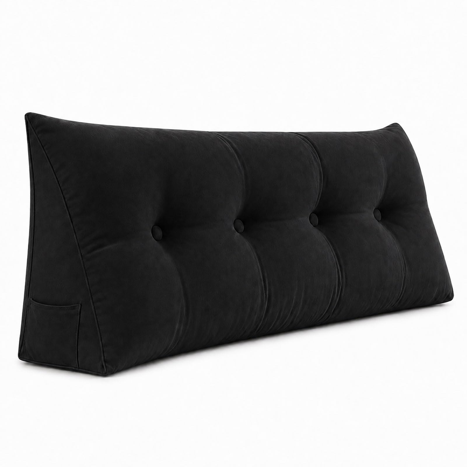 Uihecta Black Triangular Wedge Cushion, Headboard Reading Pillow, Removable Headboard Backrest, Wedge Lumbar Cushion, Positioning Support Bolster, For Dorm Room Daybed,,L120×W20×H50cm