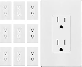 ENERLITES 10 Pack White Decorator Receptacle with Screwless Wall Plate, Standard Electrical Wall Outlet, 15A 125V, Self-Grounding, 2-Pole, 3-Wire, 5-15R, UL Listed, 61502-TR-WSID, Tamper Resistant