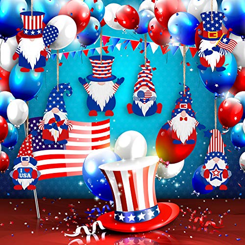 24 Pieces Independence Day Wooden Ornaments 4Th Of July Wood Hanging Ornaments For Tree Or Tiered Tray Decorations Patriotic Gnome Wooden Ornament For Independence Day Party Favors (Gnome Style) #TOP4