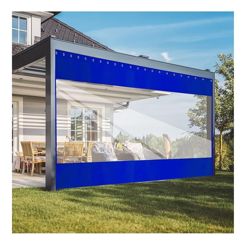 Rideaux De Séparation pour Garage - Dimensions sur Mesure, Panneaux en Vinyle Industriel avec Bâche en PVC, L'intérieur/l'extérieur Cloison Imperméable pour Usine, Atelier(Blue)