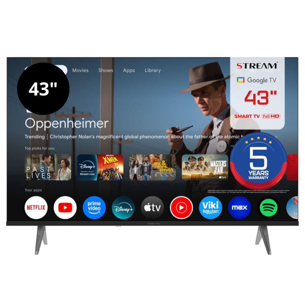 Stream System - Google TV Smart 43", 5 Años de Garantía, FullHD, HDR10, Frameless (Sin Marco), Asistente de Google y Chromecast Integrado - Modelo S43EX1GF (2026)