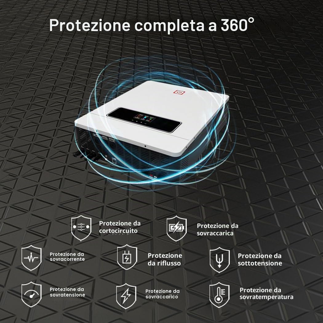 10,2KW Inverter solare ibrido On/Off Grid Inverter integrato da 160A PV Max 500V ingresso DC48 V a AC230V onda sinusoidale pura per Home Energy Storage RV Capannoni Off-Grid System