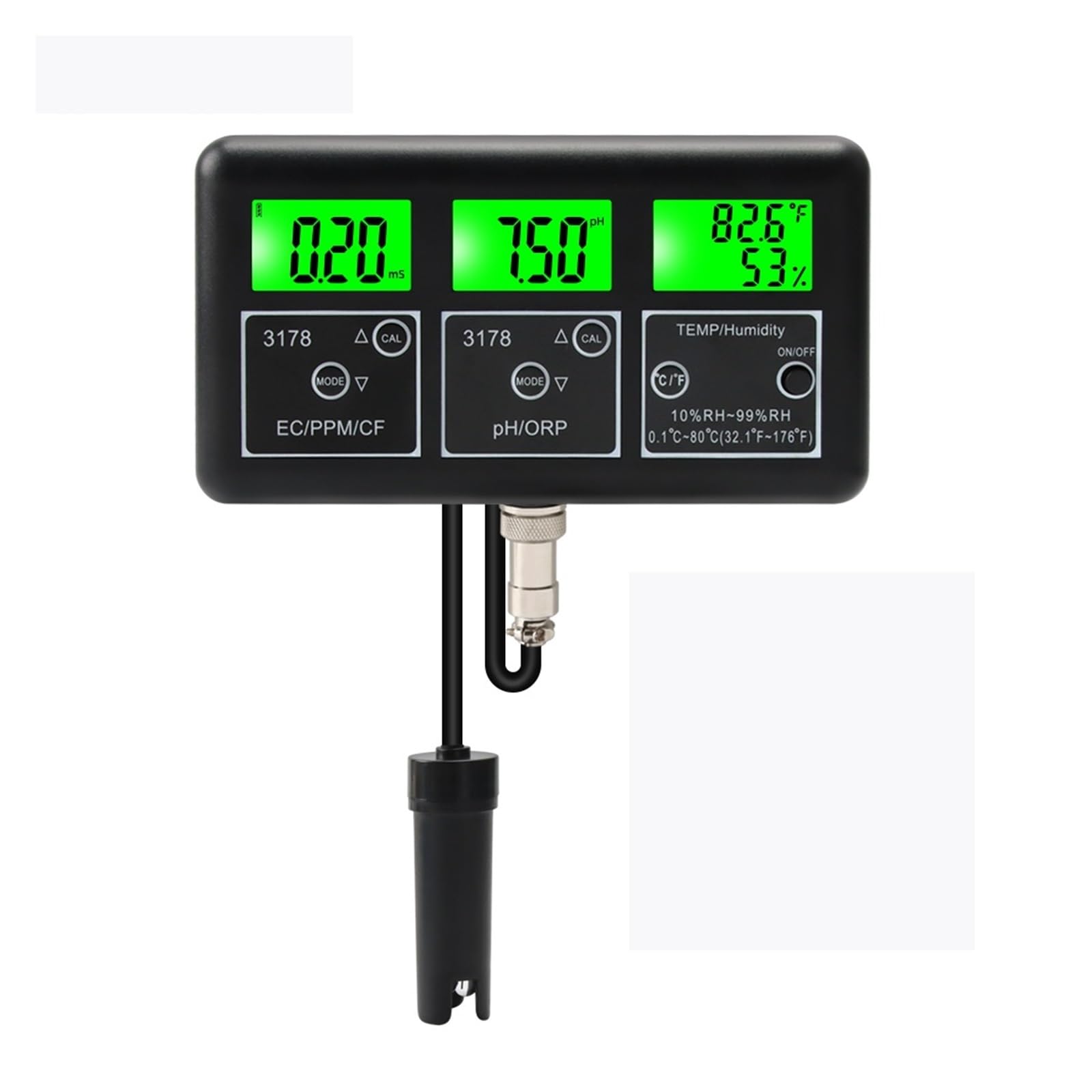 Medidor de PH Digital multifunción 7 en 1, temperatura humedad ORP TDS EC CF, probador pureza calidad del agua, Monitor for piscina acuario, Probador preciso(Plug-01)
