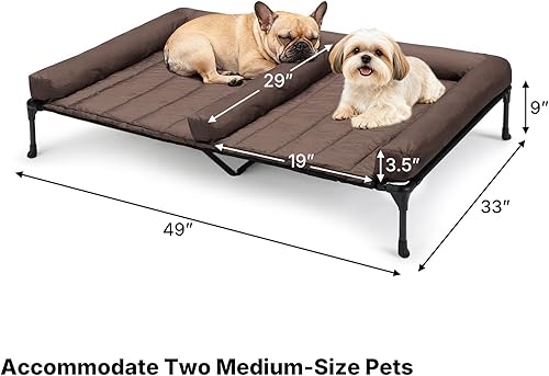 Miniatura 6 de Veehoo Camas elevadas refrescantes para perros + cojín doble impermeable para dos perros medianos, cuna elevada para mascotas con tapete de apoyo