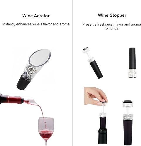 Miniatura 3 de Juego de abridor de vino eléctrico con base, abrebotellas de vino recargable con cortador de aluminio, aireador de vino y tapones de vino,