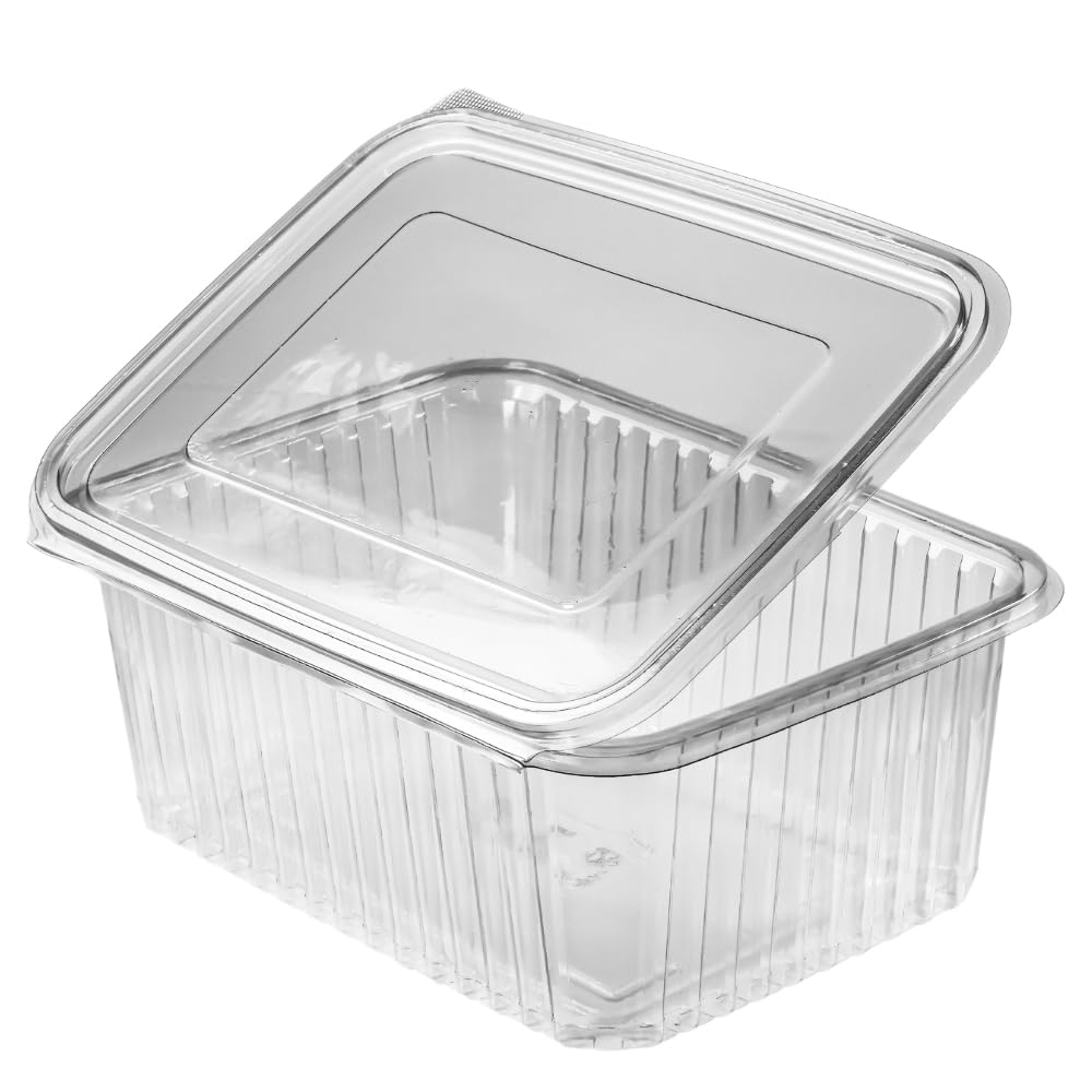 100 pezzi bicchieri rettangolari trasparenti con coperchio 2000 ml (PET)