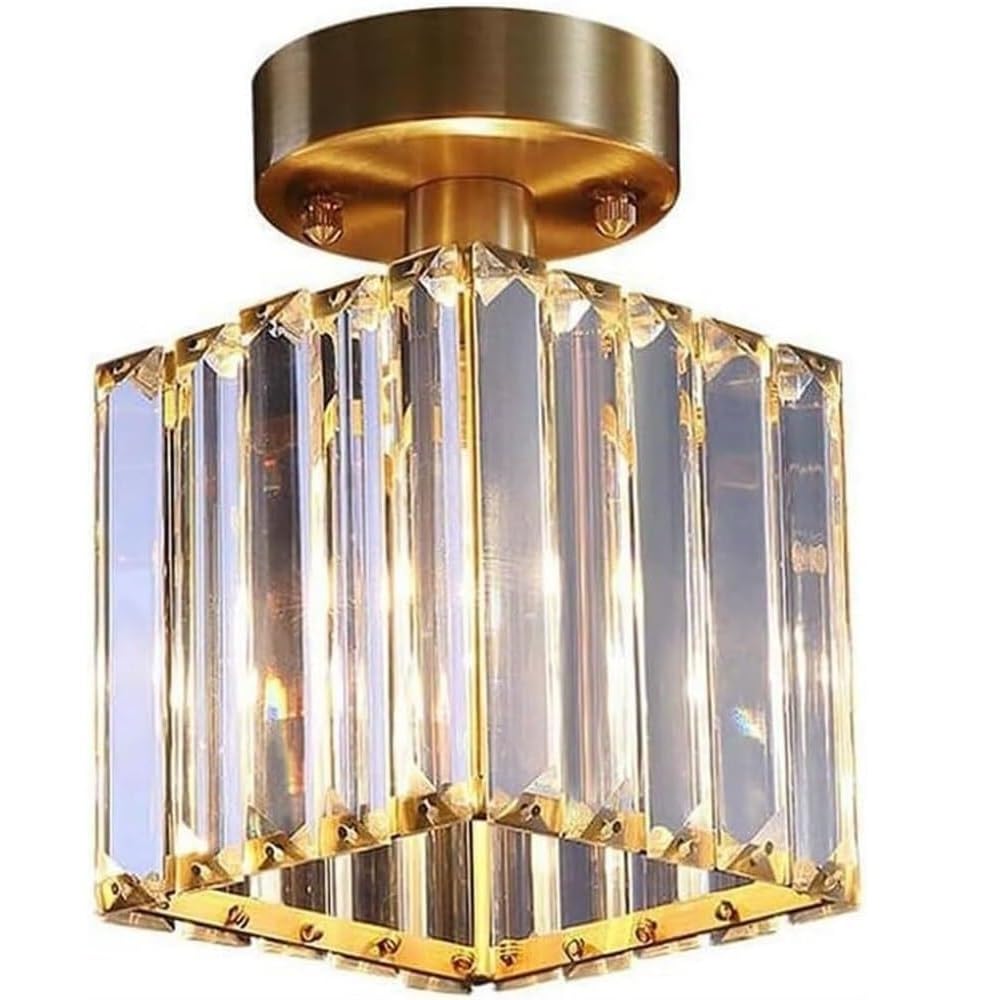 Plafonnier en cristal doré E26 qui illumine les petits espaces