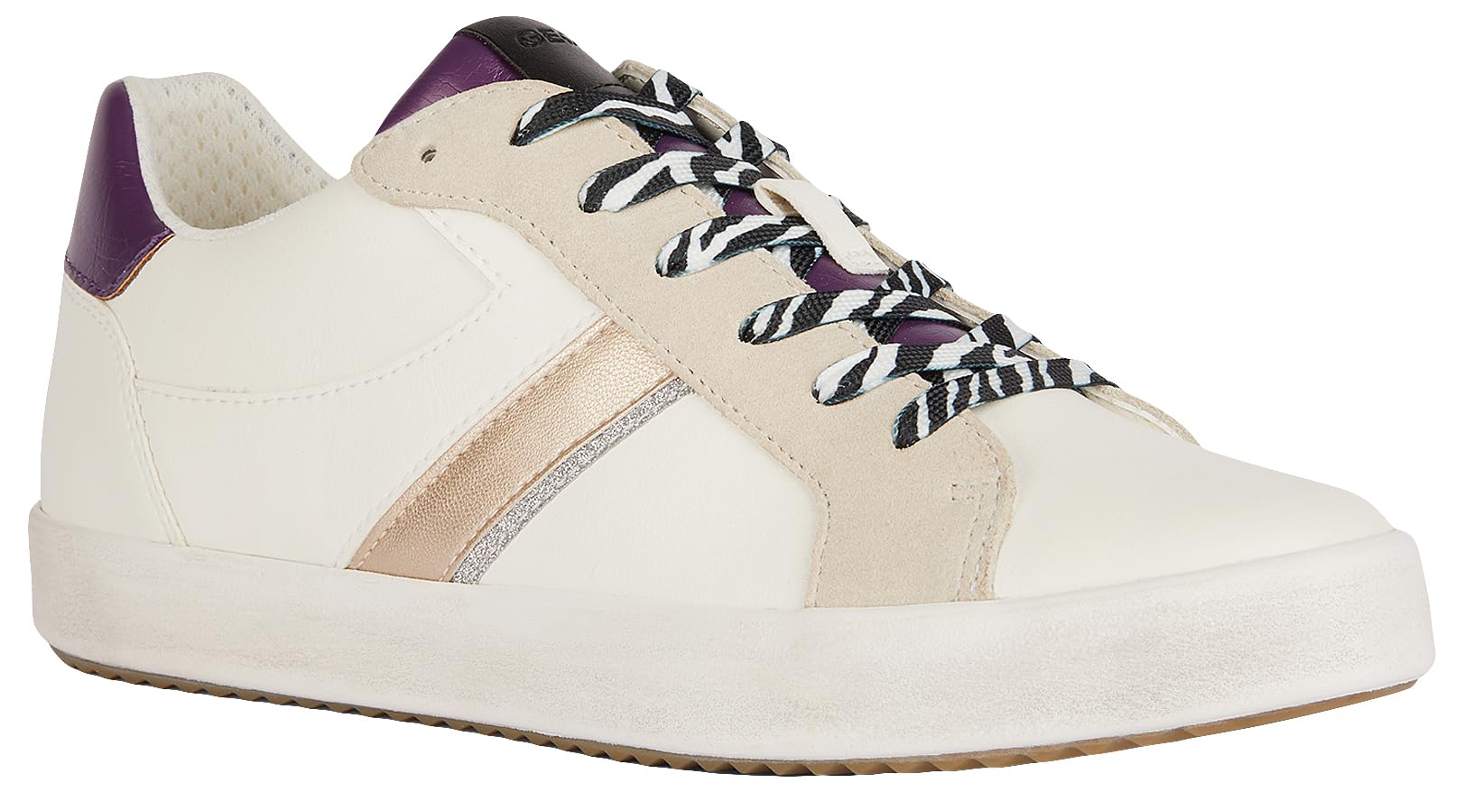 Geox Women's D Blomiee C Sneakers, Optic White Purple, 7 UK
