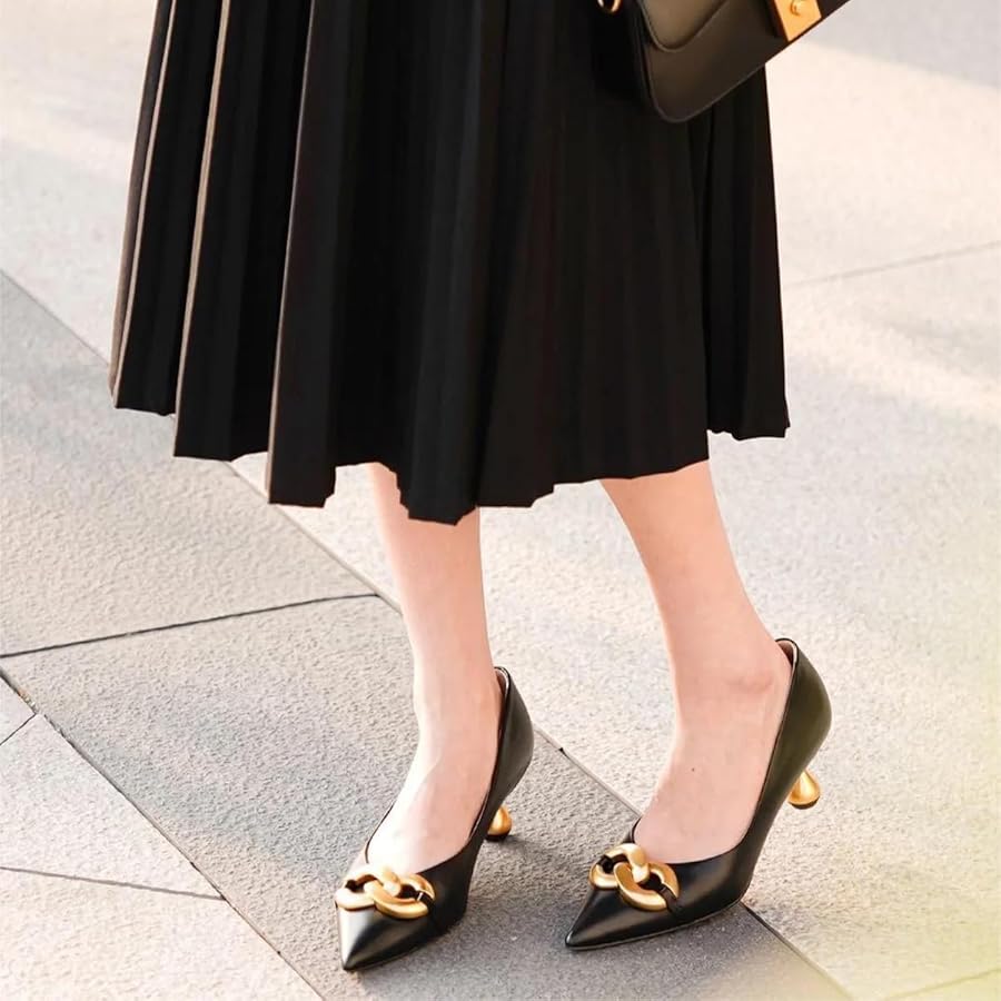靴 TRIANGLE BASIC PUMPS Amazon.com | Zzheels Women's Bow High Heels Closed Toe Heels