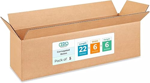 IDL Packaging Cajas de envío corrugadas largas de 22 pulgadas de largo x 6 pulgadas de ancho x 6 pulgadas de alto (paleta de 500)  Excelente