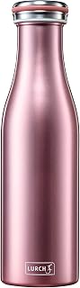 Lurch 240905 Isolierflasche/Thermoflaschefür heiße und kalte Getränke aus doppelwandigem Edelstahl 0,5l, rosegold, 7.7 x 7.7 x 26.3 cm