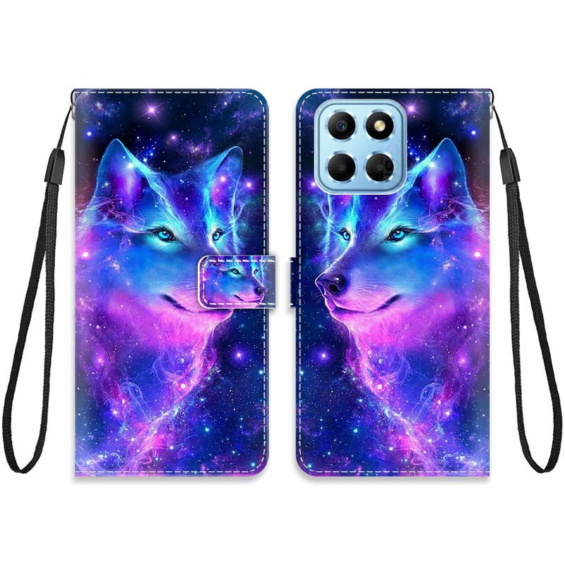 For Honor X6c 4G Leather Phone Case Foldable Stand Wallet Flip Cover With Strap - Blue - View #10