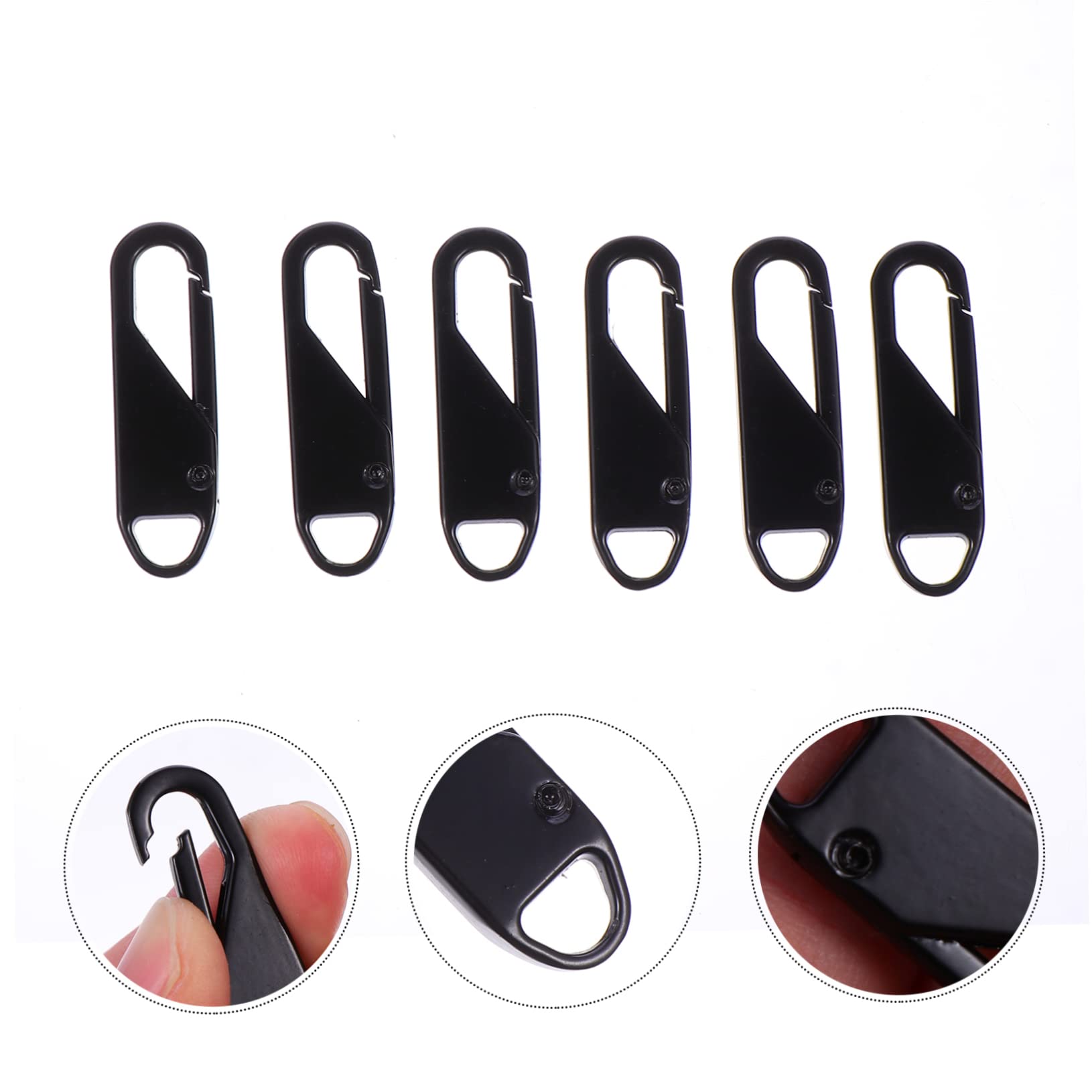 DOITOOL 6Pcs Zipper Pull Tabs Detachable Zipper Head Repair Pullers Replacement for Clothing Luggage and Backpacks Quick and Easy Installation