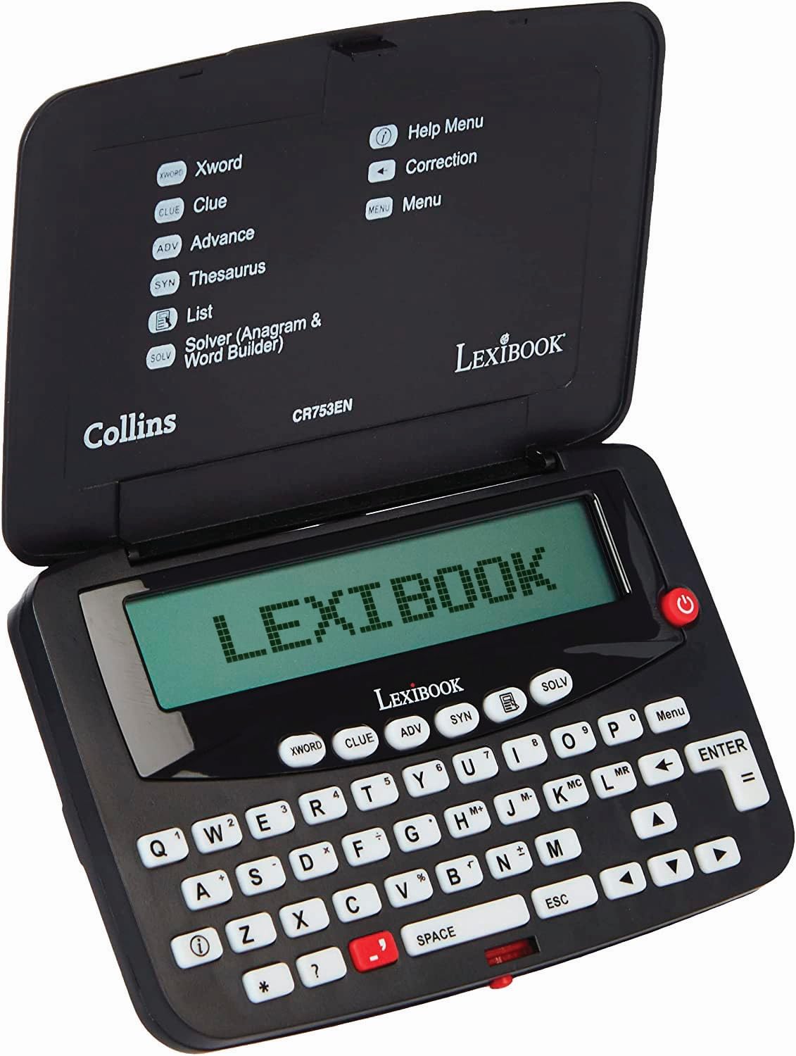 LEXIBOOK, Collins Crossword, Bradford, Phonetic spell-correction, Anagram solver, words games, Electronic, with battery, black/white, CR753ENLXB