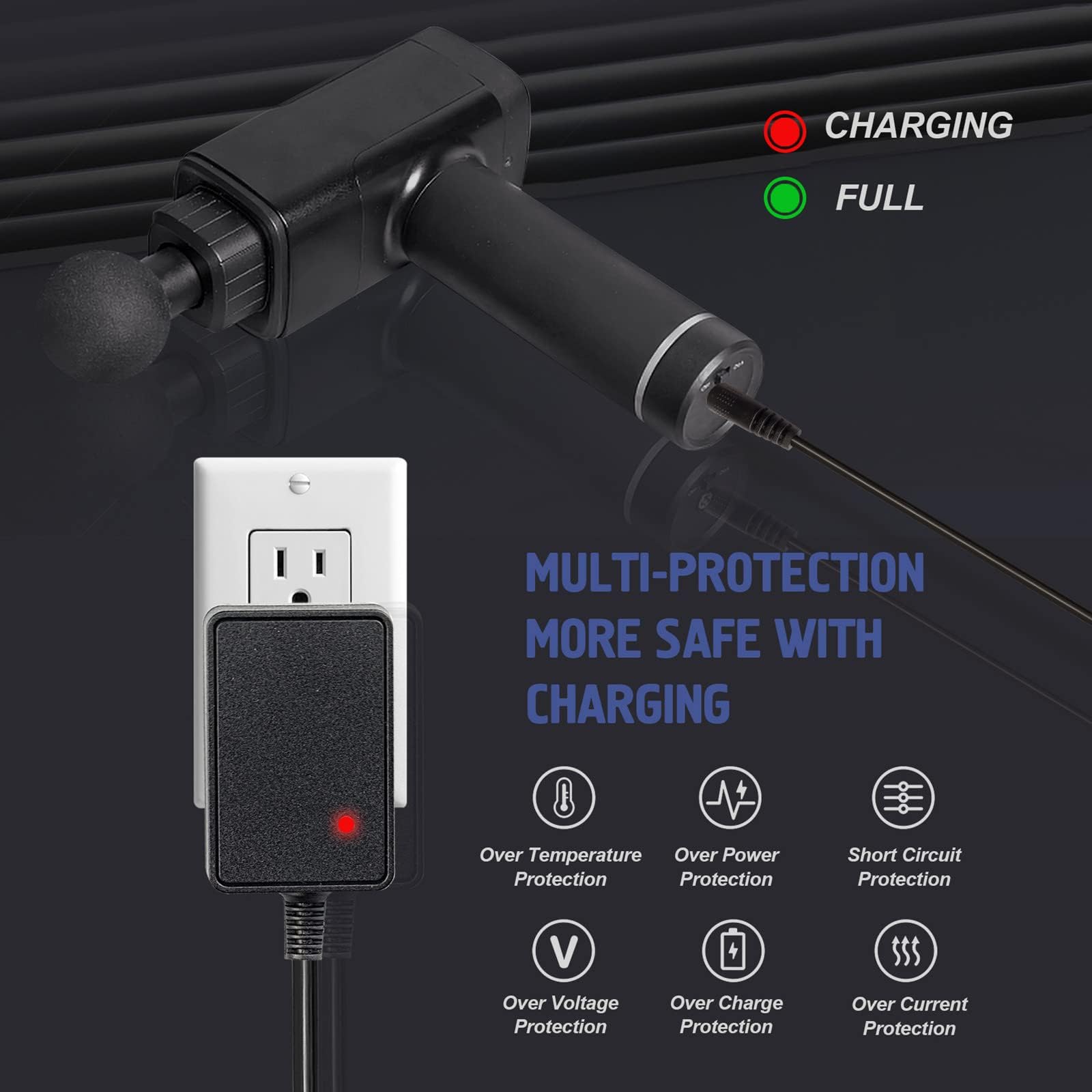 Massage Gun Charger 24V ~ 25.2V (Don't fit with 12V or 16.8V Massage Guns)