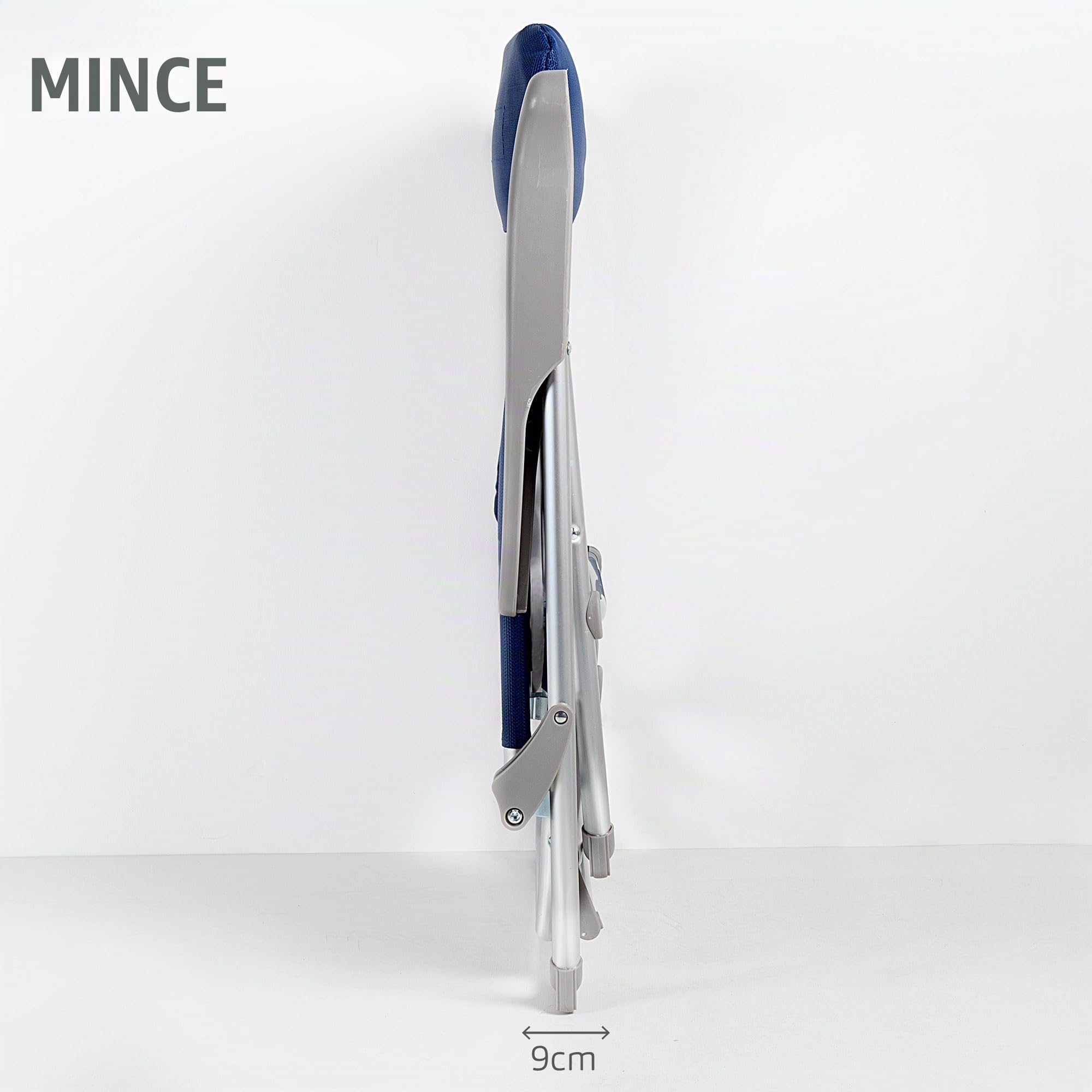 AKTIVE 62294 - Chaise de Plage Pliante Mince Multi-Positions, avec Table Amovible et Poignée pour Un Transport Facile, 6 Positions, Dimensions 47X57X89cm, Aluminium et Anti-Roulement