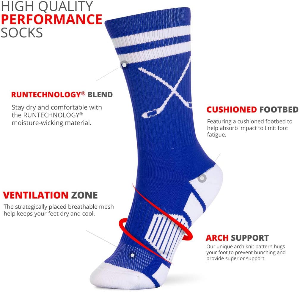 ChalkTalkSPORTS Hockey Performance Crew Socks - Crossed Sticks - Multiple Colors - Hockey Mid-Calf Socks - Image 2