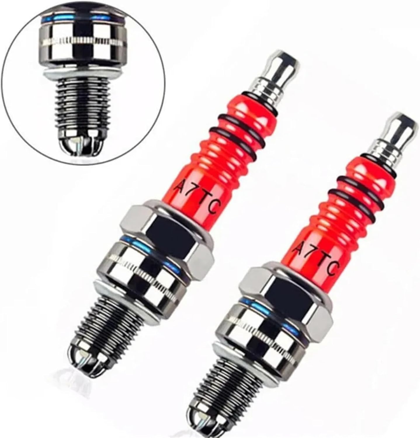 Racing 3 Electrode 10mm Spark Plug A7TC Compatible with GY6 50CC 110CC 125CC 150CC ATV Scooter Dirt Bike Go Kart Motorcycle Accessories