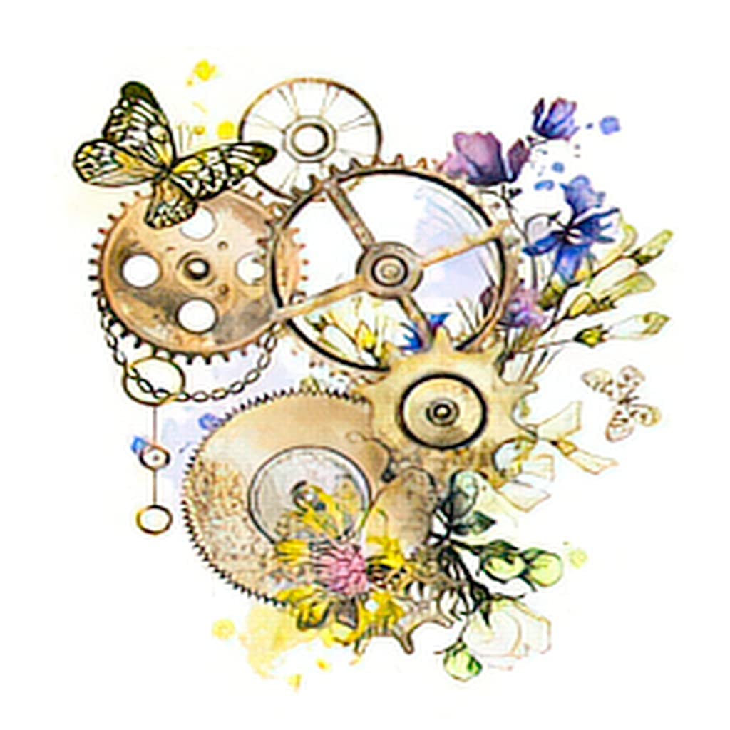 Dopetattoo 6 Sheets Temporary Tattoos Mechanic Punk Clockwork Butterflies Wildflowers Temporary tattoo Neck Arm Chest for Women Men Adults : Beauty & Personal Care
