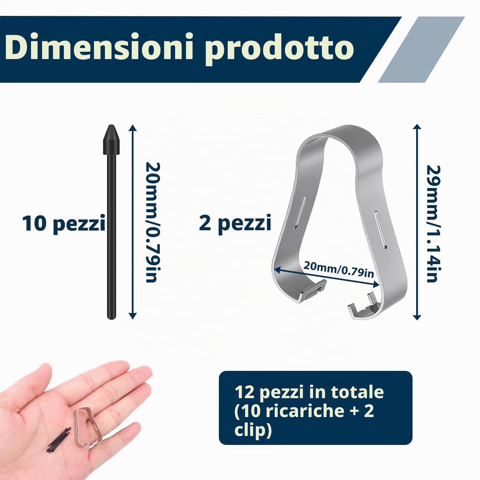 Punte di Ricambio per Pennino Samsung Galaxy Tab S9 FE+ S9+ S9 FE S9 S9 Ultra S6 Lite S7 FE S10 Ultra S10+, Alta Precisione, Nero