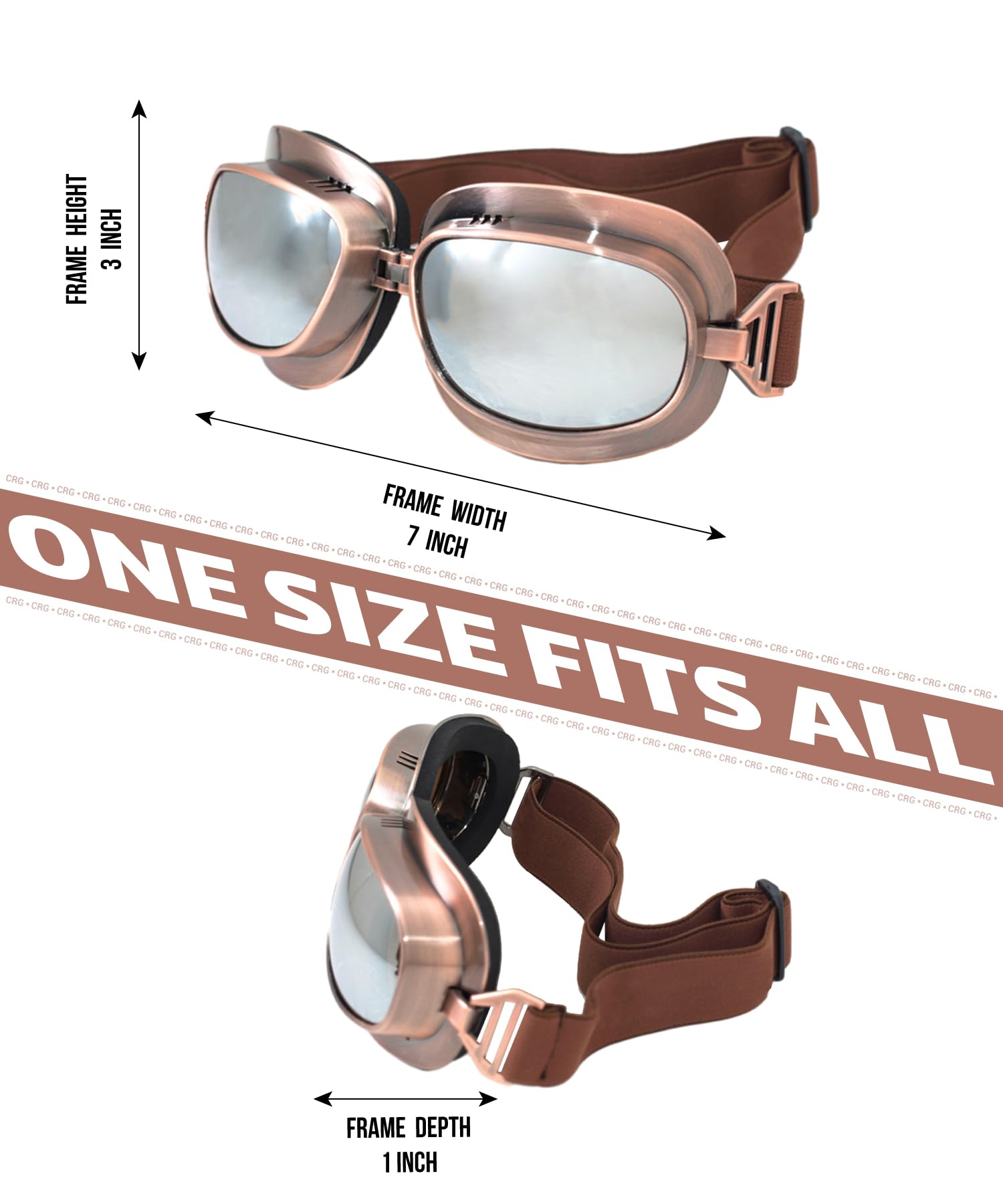 CRG Sports T04 T04ST - Gafas de moto estilo piloto estilo vintage para motocicleta, motocicleta, motocicleta, motocicleta, scooter