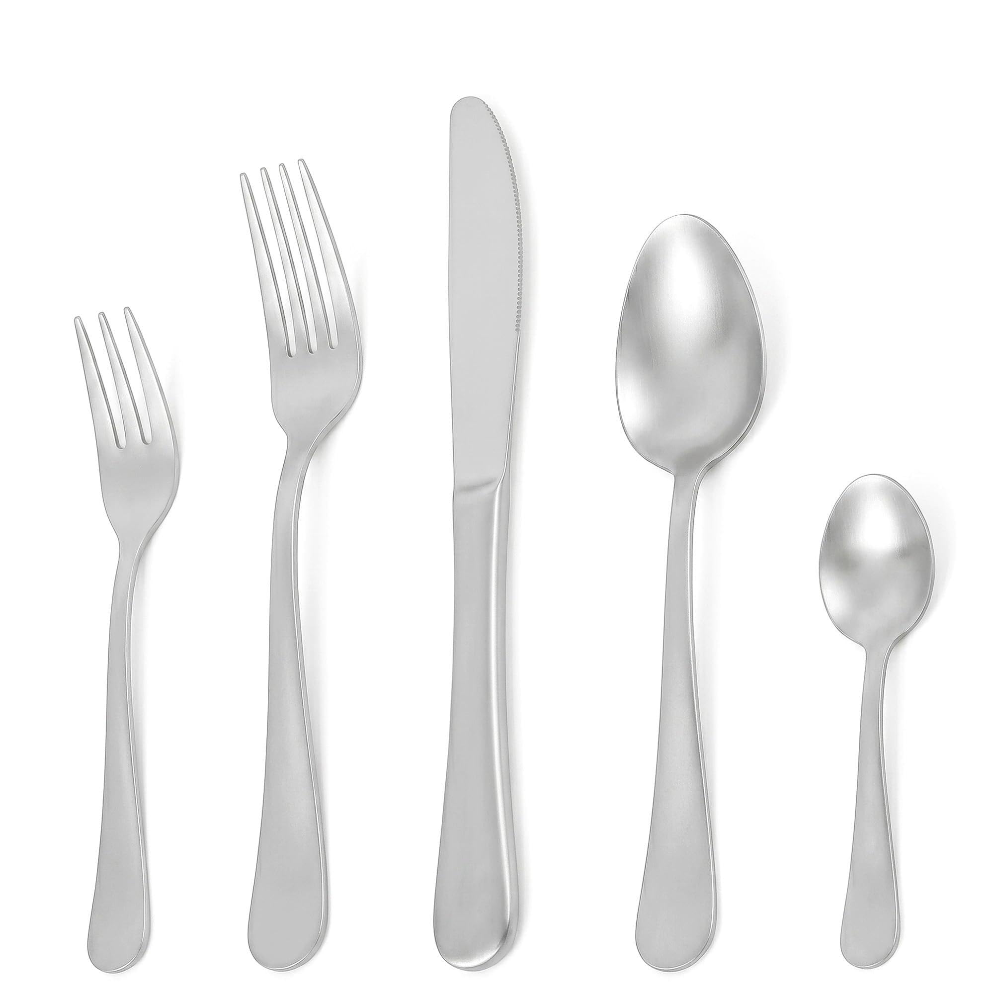 Besteckset 30-teilig für 6 Personen, Hochwertiges Besteck Set aus Edelstahl, Essbesteck Set mit Löffel, Gabel und Messer für Alltag und Gäste, Silber