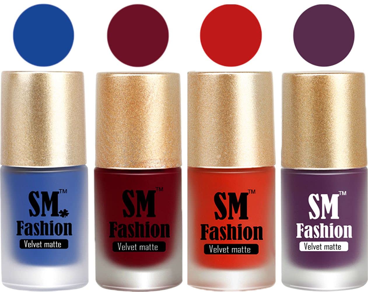 Matte Nail Polish Combo | Velvet Dull Matte Nail Paint Blue-Ruby Pink -Orange Red-Purple (Pack of 4: 7ml each) Matte Nail Polish Combo | Velvet Dull Matte Nail Paint Blue-Ruby Pink -Orange Red-Purple (Pack of 4: 7ml each)