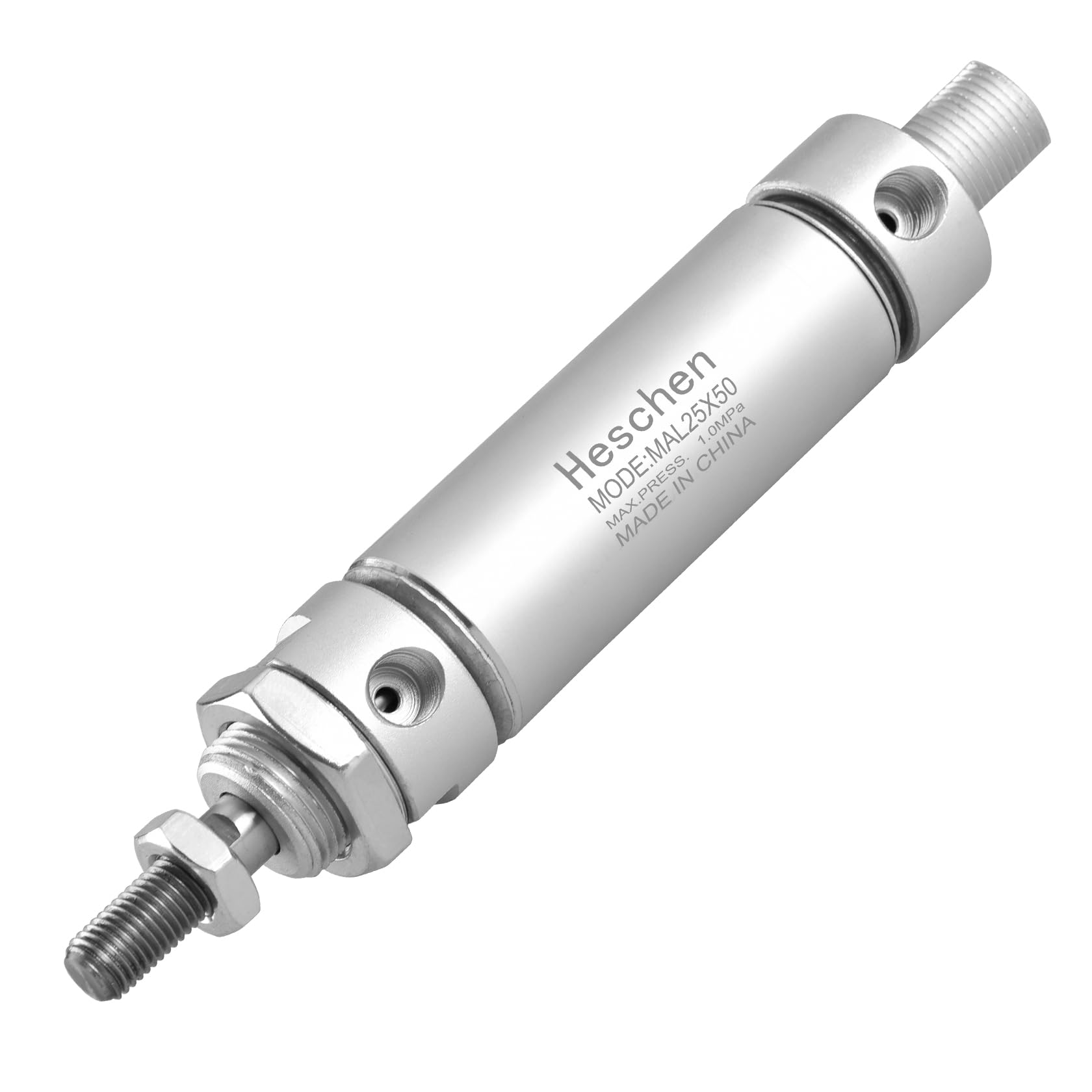 Heschen Silver Pneumatic Slim Air Cylinder Mal 25-50 Pt1/8 Port 25Mm Bore 50Mm Stroke Double Acting (50Mm Stroke)