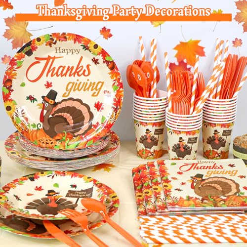 MEIWUTIE Thanksgiving Party Decorations, 214-Piece Tableware Set, Serves 24 - image 5