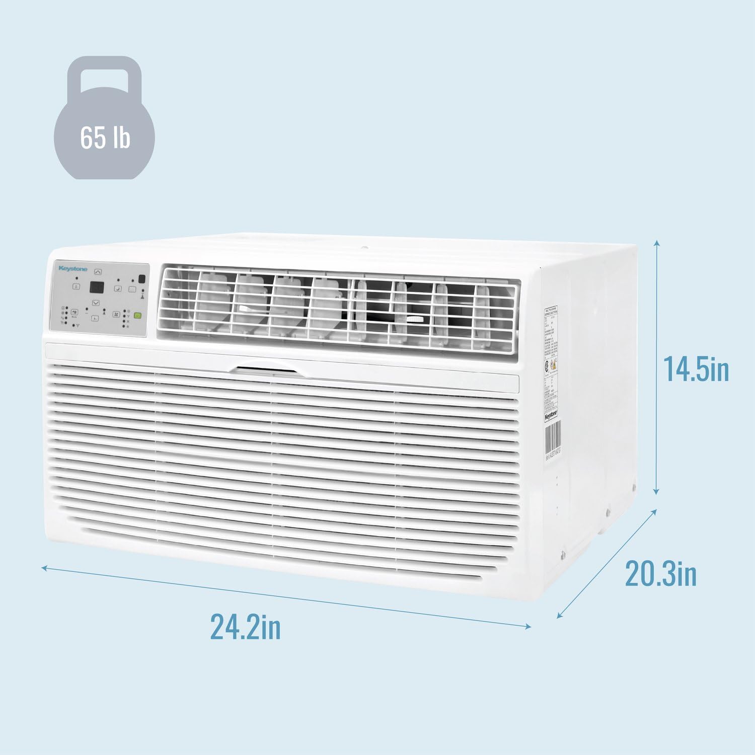 Keystone 8,000 BTU Wall Mounted Air Conditioner with Supplemental Heat and Dehumidifier Function, 115V, Wall AC for Small-Medium Sized Rooms up to 350 Sq.Ft. with Remote, Quiet, High Efficiency AC