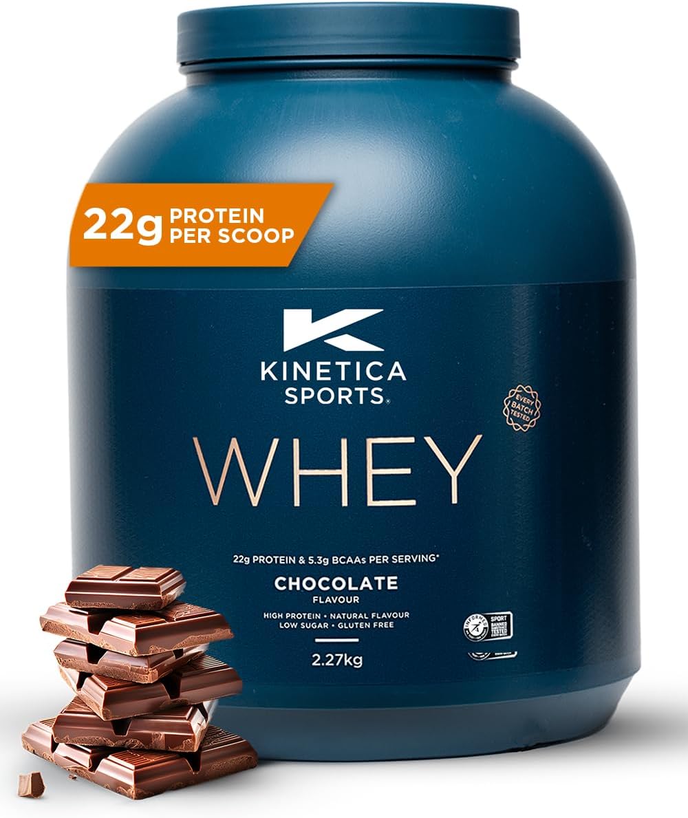 Sports Whey Protein Powder - Chocolate, 2.27 Kg, 76 Servings | 23gm Protein, 5.5gm BCAA Amino Acid & 4.32gm Glutamine | Recovery Shake for Optimum Nutrition | WADA & Informed Sport Approved